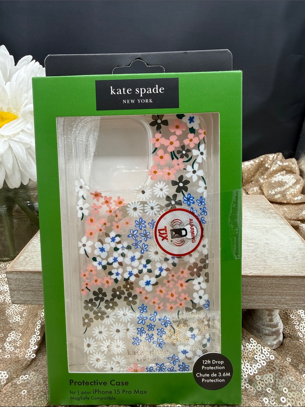 kate spade Clear Floral iPhone 15 Pro Max Case - White, Pink, Blue, Brown, Olive
